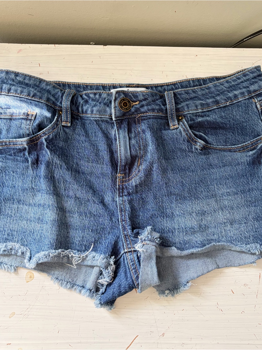 YMI High-Waist Distressed Denim Cutoff Shorts - 9